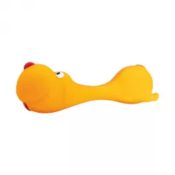 Psík ležící - tvar činky, se zvukem, 22 cm, latex, oranžová, HipHop HipHop Dog