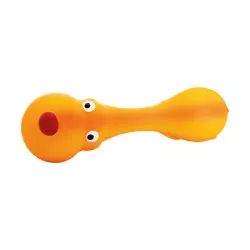 Psík ležící - tvar činky, se zvukem, 22 cm, latex, oranžová, HipHop HipHop Dog