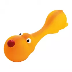Psík ležící - tvar činky, se zvukem, 22 cm, latex, oranžová, HipHop HipHop Dog
