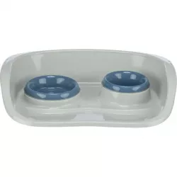 Plastový bar se 2 miskami (0,25 l/ 9cm a 0,3 l/11cm), 46x11x30 cm, šedá/různé TRIXIE