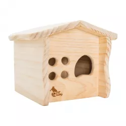 PetBuddy chaloupka přírodní, 20 x 18.5 x 16.5 cm, borové dřevo Pet Buddy