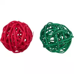 Xmas Balls - set 2 kuliček pro hlodavce, s rolničkami, 4 cm TRIXIE