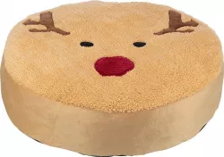 Xmas Cushion Moose - vánoční kulatý polštář sob, 60 cm, fleece/plyš, světlehnědá TRIXIE