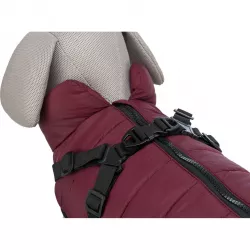 Zimní bunda PIROU s postrojem XXS: 24cm, hruď: 38-42cm, krk: až 30cm - sangria TRIXIE