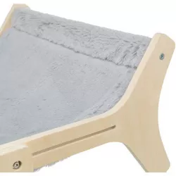 Hammock, lehátko pro kočky do 12 kg, 47 x 24 x 38 cm, dřevo/plyš, šedá TRIXIE