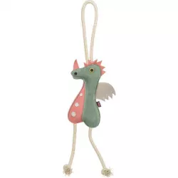 Dragon - dráček na laně, 55 cm, hračka pro psy, 100% pravá kůže/lano, zelená TRIXIE