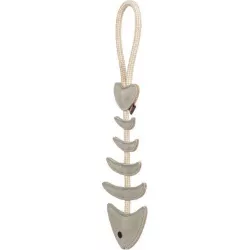 FishBone - rybí kost na laně, 43 cm, hračka pro psy, 100% pravá kůže/lano, šedá TRIXIE