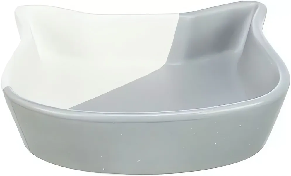 Miska tvar kočičí hlavy, 0,2 l/ ⌀ 13 cm, šedá/bílá TRIXIE