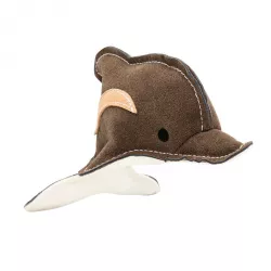 Delfín, 22 cm, kožená robustní hračka, HIPHOP DOG, šedá/bílá