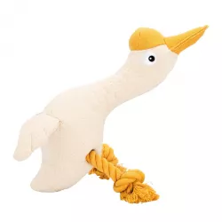 Husa, 29 cm, látková robustní hračka s bavlněnými uzly, HIPHOP DOG, krémová/hořčicová