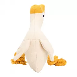 Husa, 29 cm, látková robustní hračka s bavlněnými uzly, HIPHOP DOG, krémová/hořčicová
