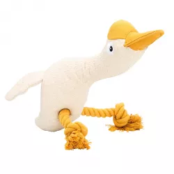Husa, 29 cm, látková robustní hračka s bavlněnými uzly, HIPHOP DOG, krémová/hořčicová