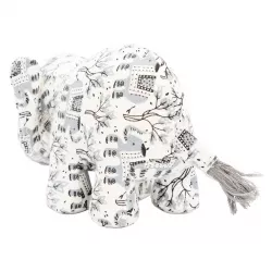 Slon, 23 cm, látková robustní hračka pro psy, HIPHOP DOG, bílá s potiskem