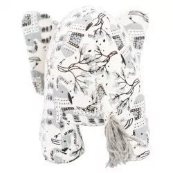 Slon, 23 cm, látková robustní hračka pro psy, HIPHOP DOG, bílá s potiskem
