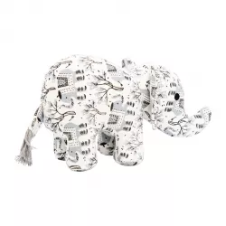 Slon, 23 cm, látková robustní hračka pro psy, HIPHOP DOG, bílá s potiskem