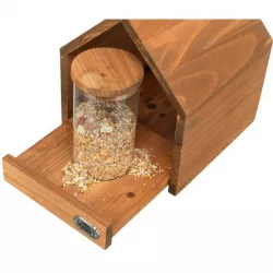 NATURA venkovní krmítko závěsné, domek se silem, 20 × 24 × 20 cm, glazovaná borovice, hnědá TRIXIE