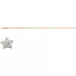 Vánoční hrací prut s hvězdičkou a catnipem,  48 cm, plyš/dřevo, šedá
