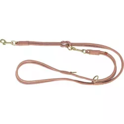 Vodítko PURE kožené kulaté nastavitelné, S: 2 m/ 10 mm, růžová