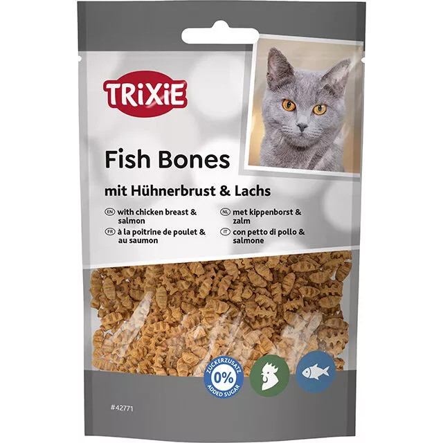 Fish Bones, rybí kostičky s kuřecími prsy a lososem, 50 g TRIXIE
