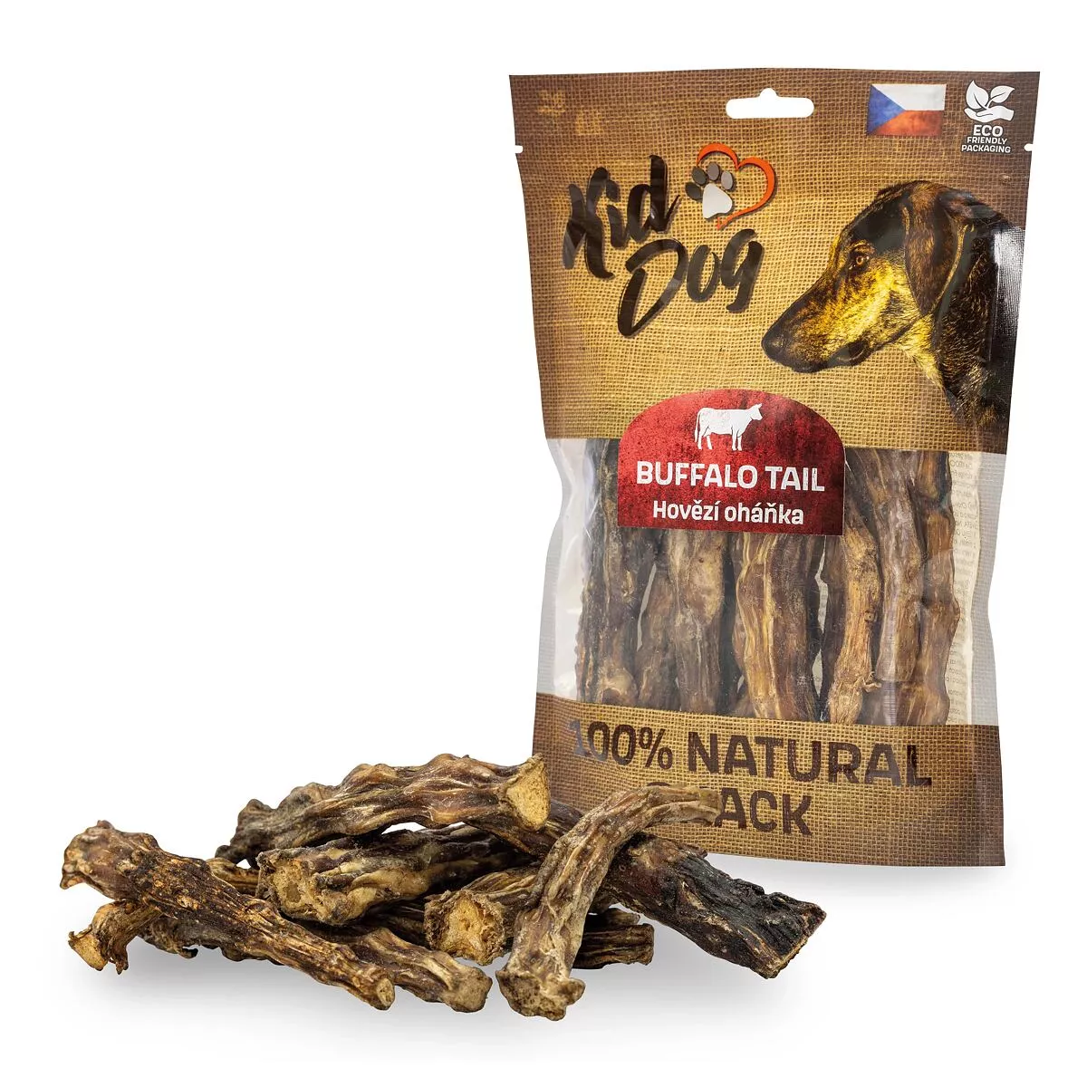 KIDDOG 100% Natural Snack, hovězí oháňka bez kůže 12 cm / 200 g