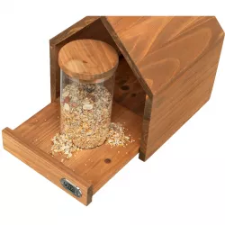 NATURA venkovní krmítko závěsné, domek se silem, 20 × 24 × 20 cm, glazovaná borovice, hnědá TRIXIE