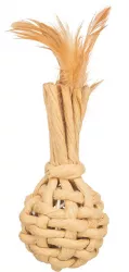 Baňka XXL z papírové příze, 15 cm, s rolničkou a peřím TRIXIE