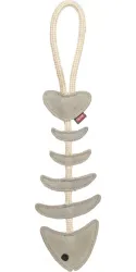 FishBone - rybí kost na laně, 43 cm, hračka pro psy, 100% pravá kůže/lano, šedá TRIXIE