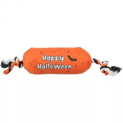 Válec HALLOWEEN, plyšová hračka se zvukem, na laně, 30 cm, oranžová - LIMITOVANÁ NABÍDKA TRIXIE