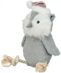 Vánoční sova na laně, se zvukem, 31 cm, plyš/bavlněné lano, šedá/bílá/béžová TRIXIE