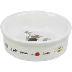 Keramická miska bílá, motiv kočka s myší 200ml/11cm TRIXIE