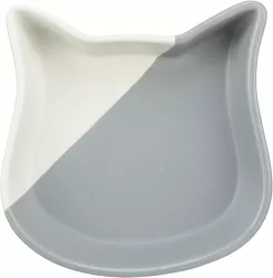 Miska tvar kočičí hlavy, 0,2 l/ ⌀ 13 cm, šedá/bílá TRIXIE