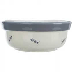 Set keramických misek se stojánkem 2 × 0,3 l / ø 12 cm bílá/modrošedá TRIXIE