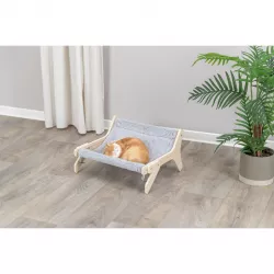 Hammock, lehátko pro kočky do 12 kg, 47 x 24 x 38 cm, dřevo/plyš, šedá TRIXIE