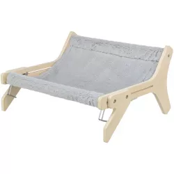 Hammock, lehátko pro kočky do 12 kg, 47 x 24 x 38 cm, dřevo/plyš, šedá TRIXIE