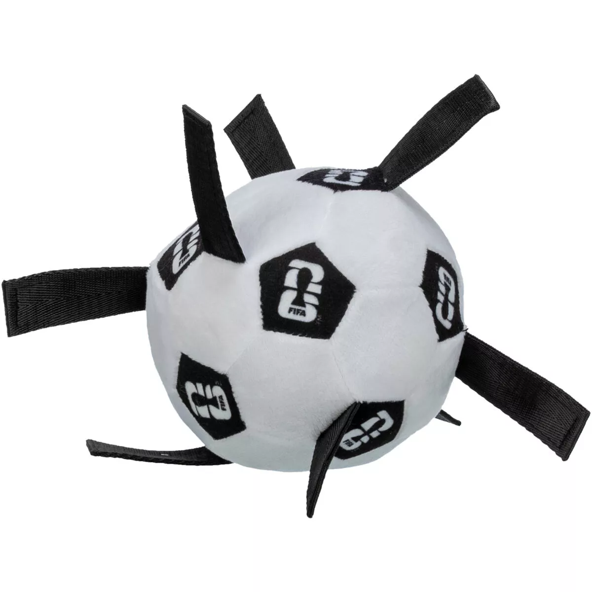 FIFA 2026 měkký aportovací míč s úchyty, 12 cm, bílá/černá - LIMITOVANÁ NABÍDKA TRIXIE