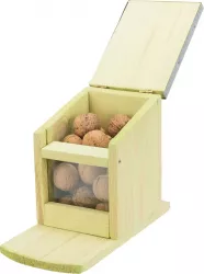 Krmná stanice pro veverky 12 x18 x 24 cm, přírodní borové dřevo/kov TRIXIE