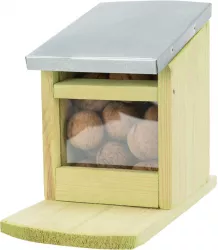 Krmná stanice pro veverky 12 x18 x 24 cm, přírodní borové dřevo/kov TRIXIE