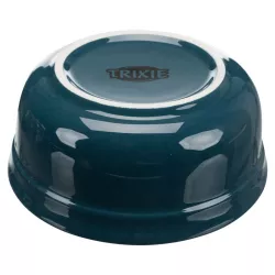 Set keramických misek v kovovém stojánku, 2 × 0.25 l/ø 13 cm, petrolejová/šedá TRIXIE