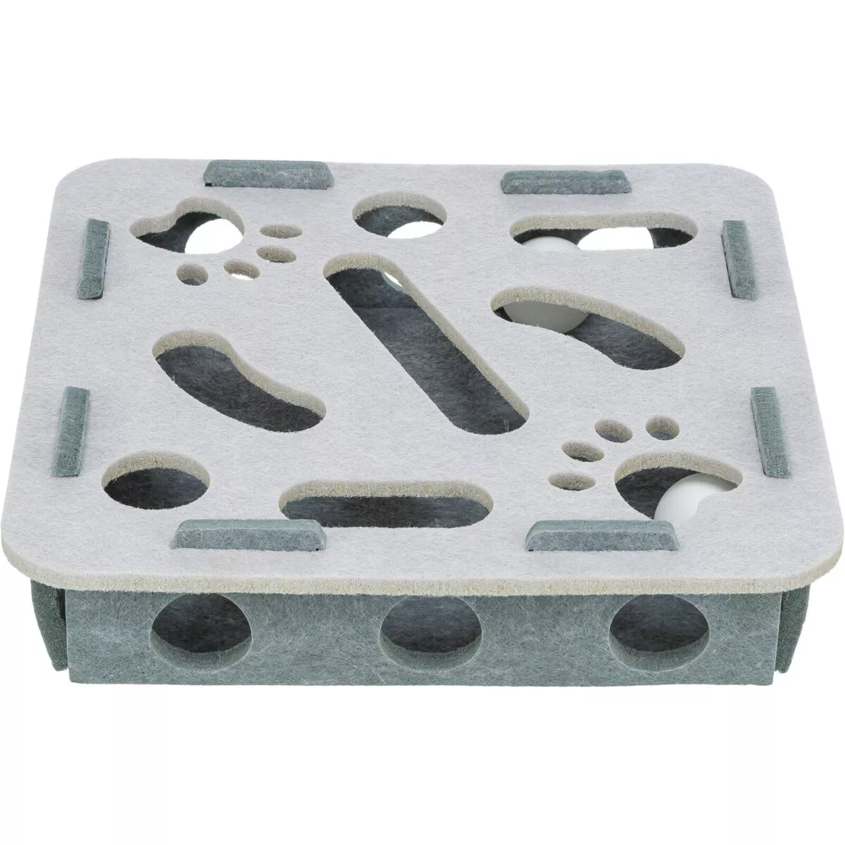 Interaktivní hra pro kočky Hole'n'Roll – box, ø 30 × 7.5 cm, filc, šedá TRIXIE