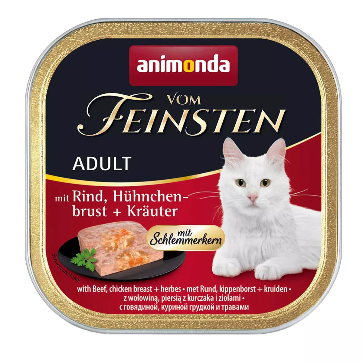 V.Feinsten CORE hovězí, kuřecí prsa + bylinky pro kočky 100g Animonda