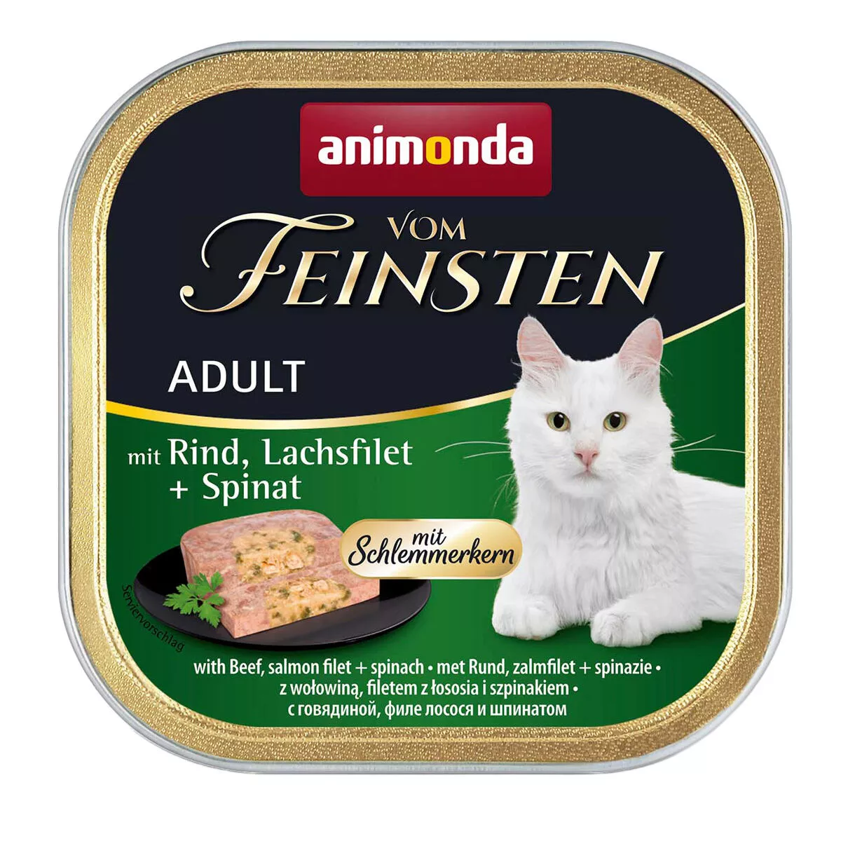 V.Feinsten CORE hovězí, losos filet + špenát pro kočky 100g Animonda