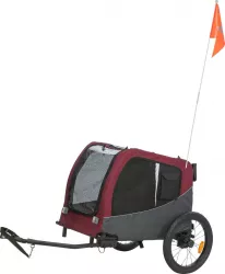 Vozík za kolo, M: 66 × 74 × 76/136 cm, do 22 kg, šedá/červená TRIXIE