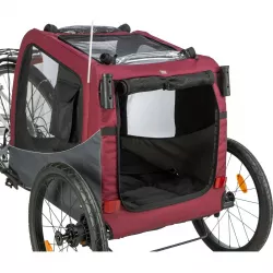 Vozík za kolo, S: 56 × 64 × 61/125 cm, do 15 kg, šedá/červená TRIXIE