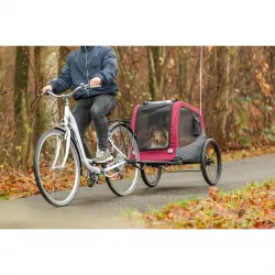 Vozík za kolo, S: 56 × 64 × 61/125 cm, do 15 kg, šedá/červená TRIXIE