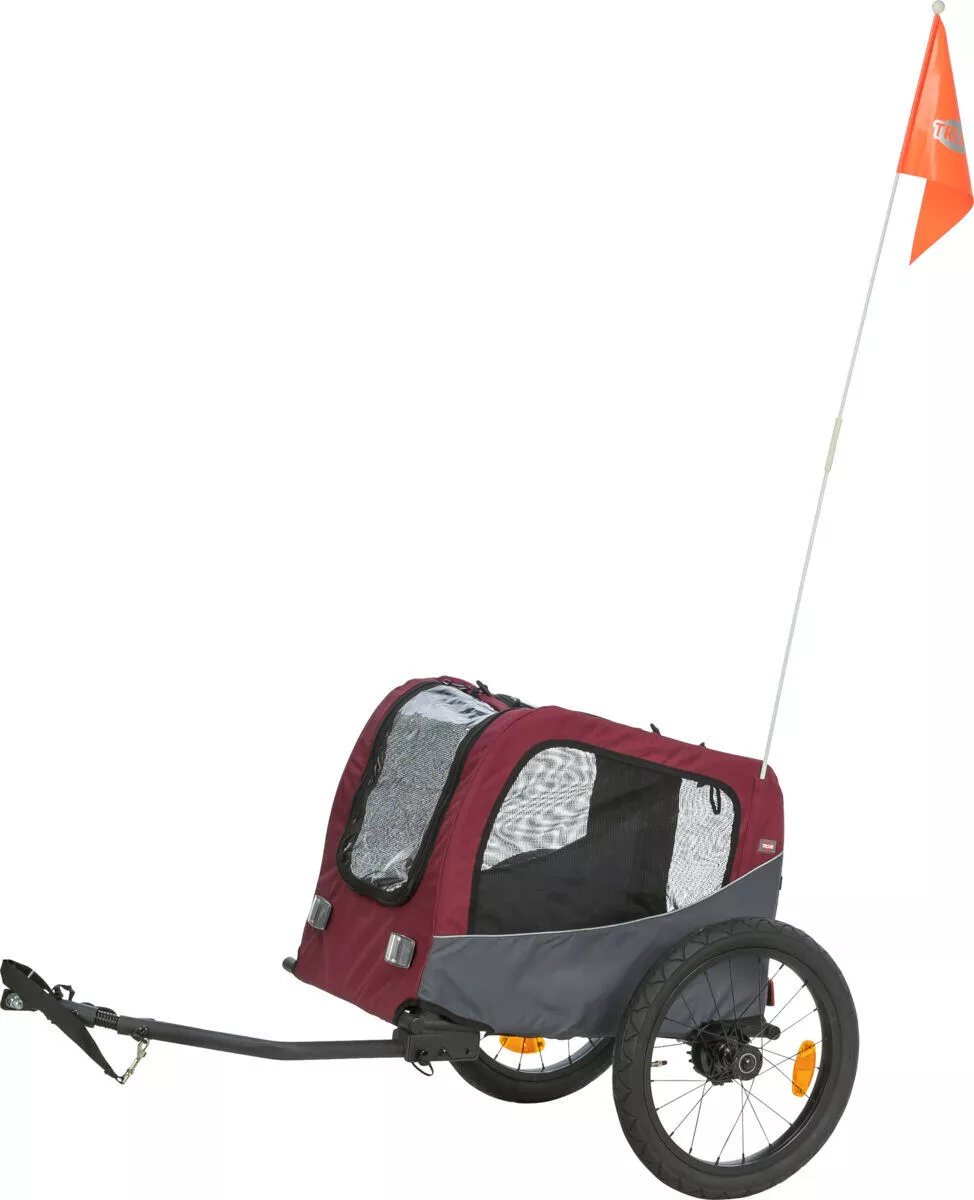 Vozík za kolo, S: 56 × 64 × 61/125 cm, do 15 kg, šedá/červená TRIXIE