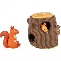 Pařez s veverkou, plyšová hračka pro psy, 16 cm, hnědá/oranžová TRIXIE