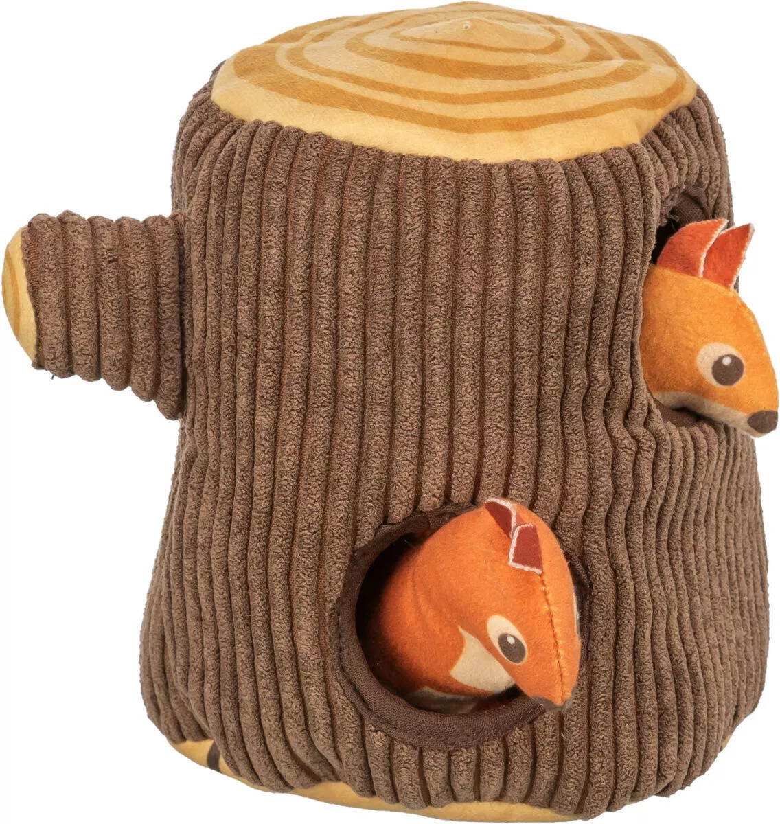 Pařez s veverkou, plyšová hračka pro psy, 16 cm, hnědá/oranžová TRIXIE