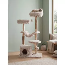 PetBuddy škrabadlo ORVIETA 71 x 51 x 145 cm, hruškový strom/vodní hyacint, béžová/přírodní Pet Buddy
