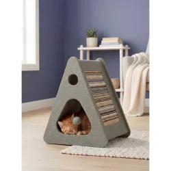 PetBuddy škrabadlo SPELLO 37 x 35 x 45 cm, áčko se sisalem, šedohnědá Pet Buddy