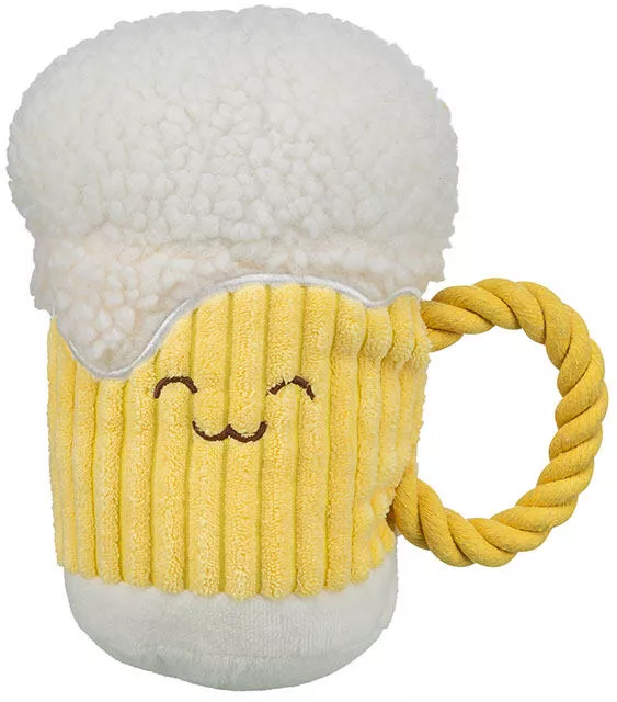 Oktoberfest beer, plyšové pivo, hračka pro psy, 23 cm, bílá/žlutá - LIMITOVANÁ NABÍDKA TRIXIE